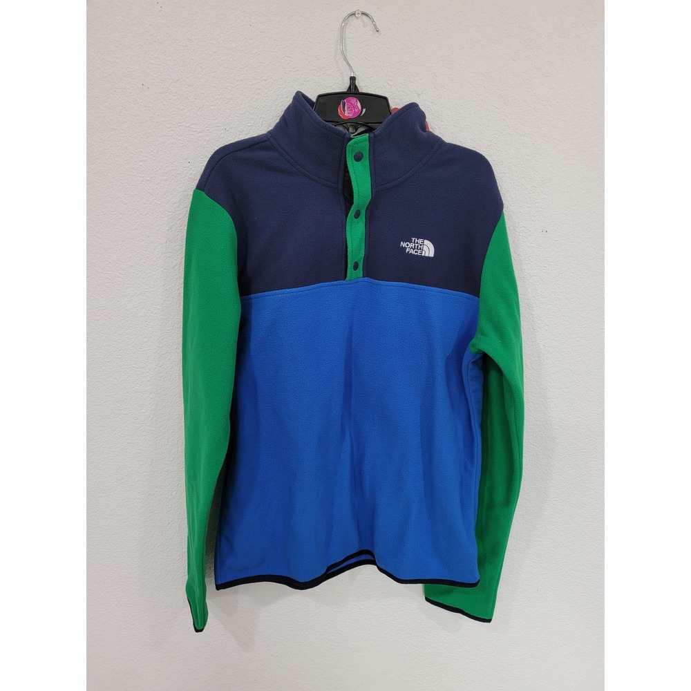 The North Face Boys Glacier 1/4 Snap Fleece Pullover Blue Green XL 18/20 NEW #4